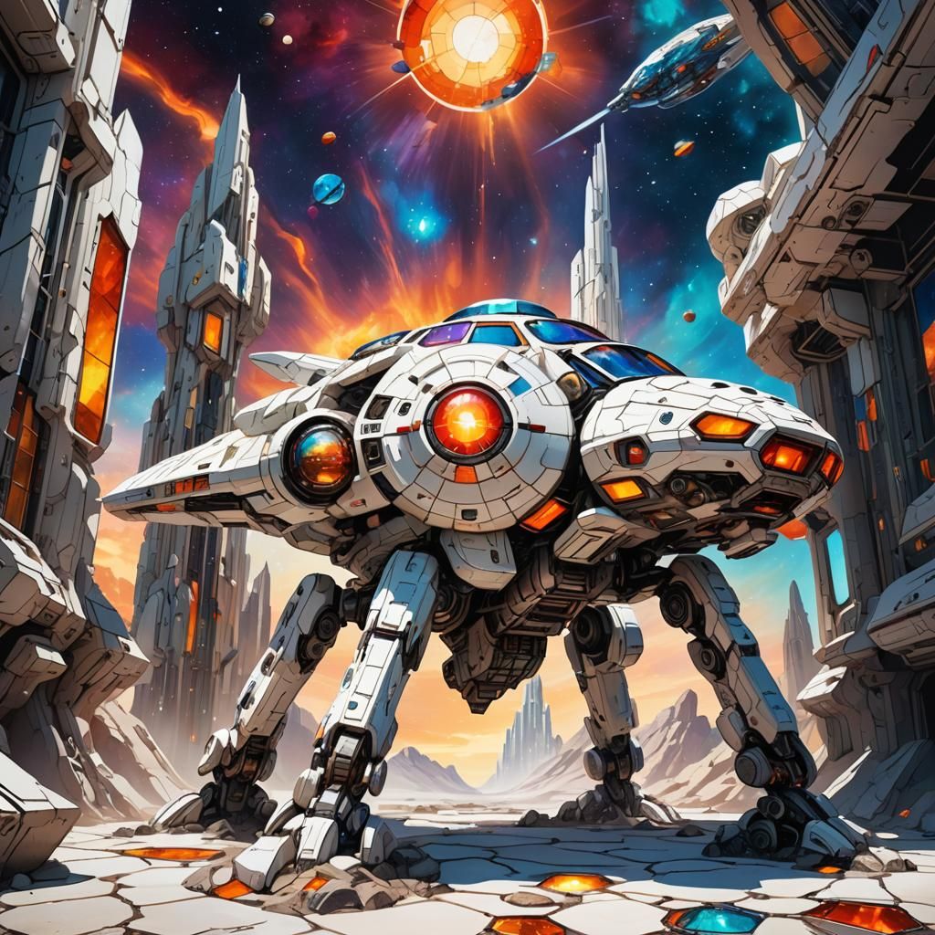 Futuristic Stained Glass Spaceship Concept Art