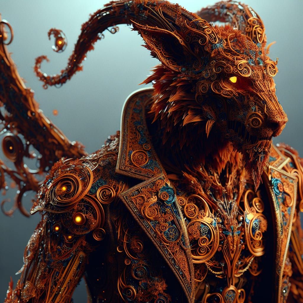 Forest Dogman in Luminescent Mahogany Filigree Suit