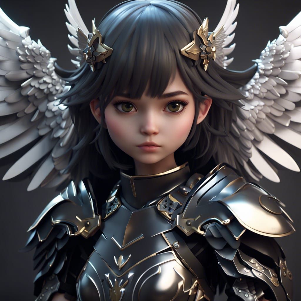 Beautiful Knight with Angel Wings in Pastel Colors