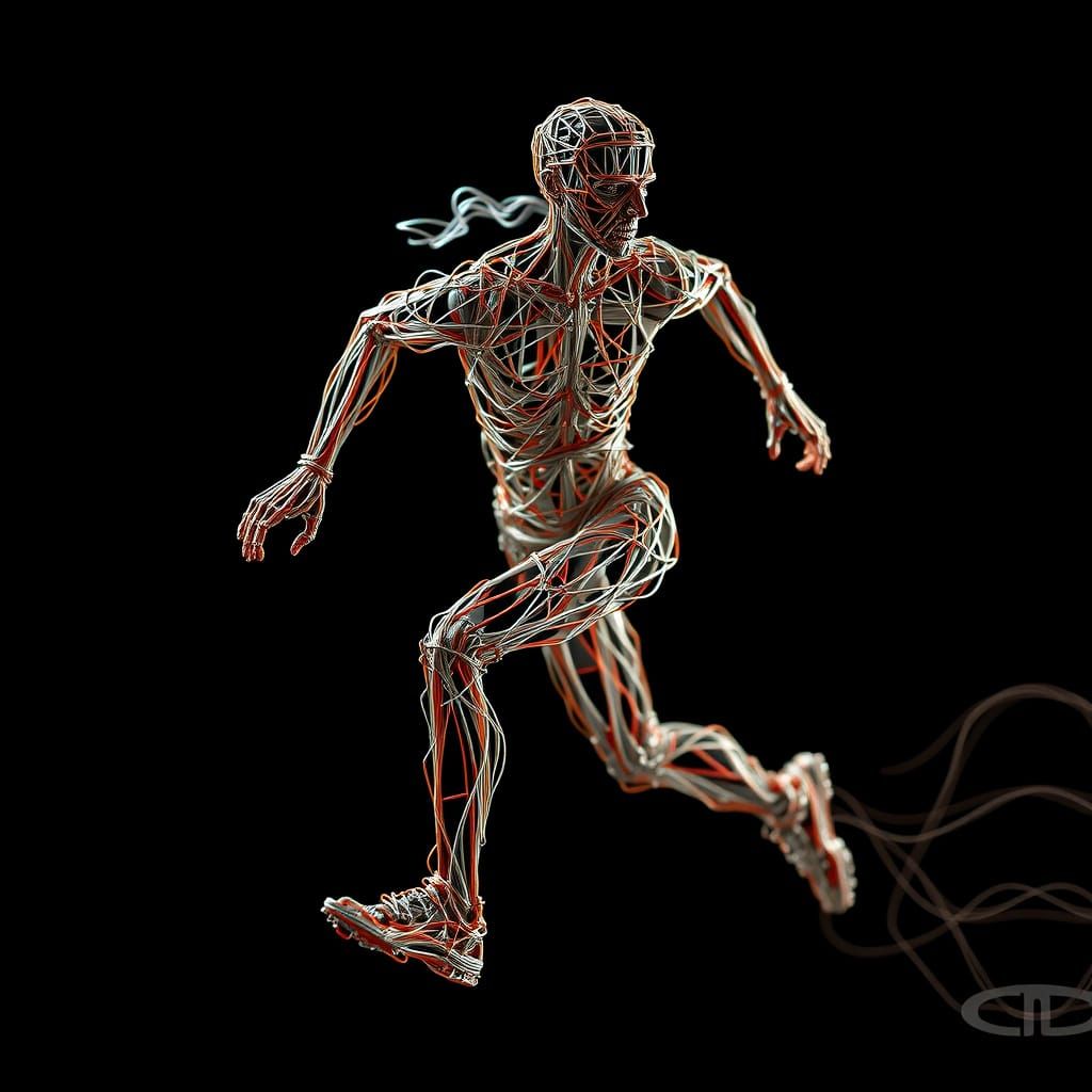Wireframe Athlete Sculpture in Professional Photo