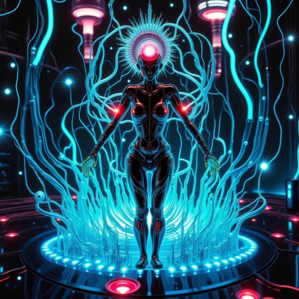 Cyberpunk Ferrofluid Synth in Neon Dreamscape