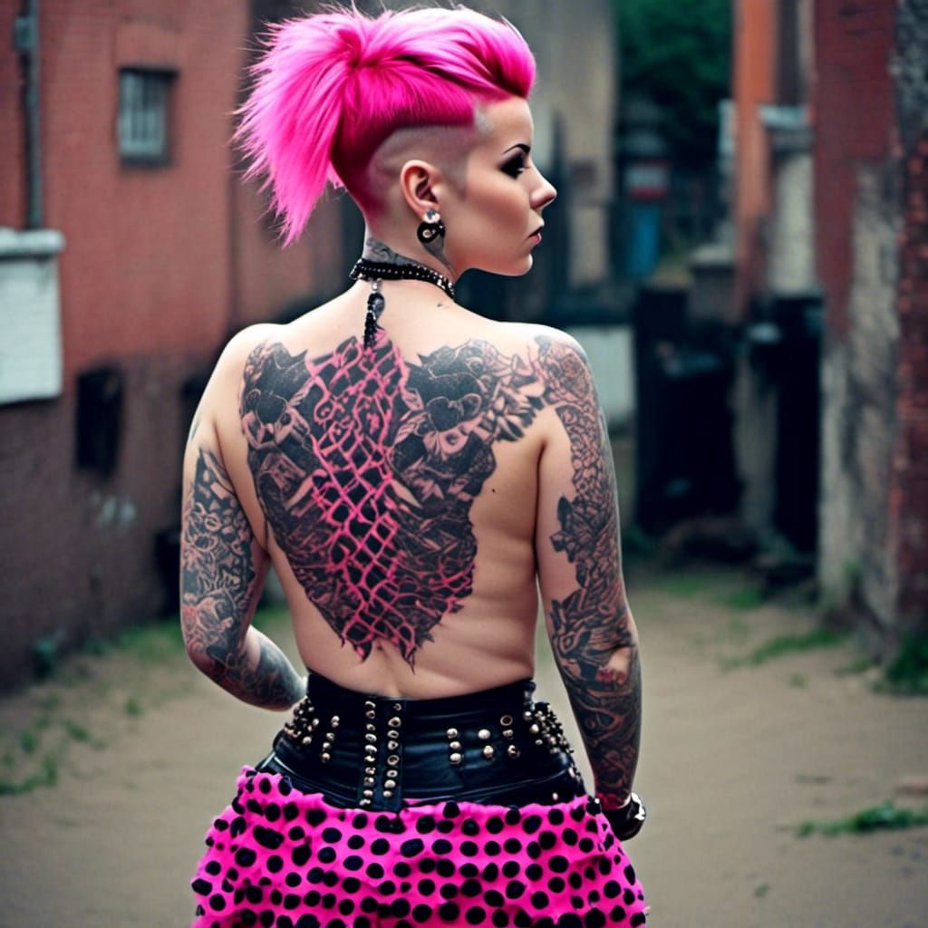 Modern Gothic Punk Girl with Neon Hair