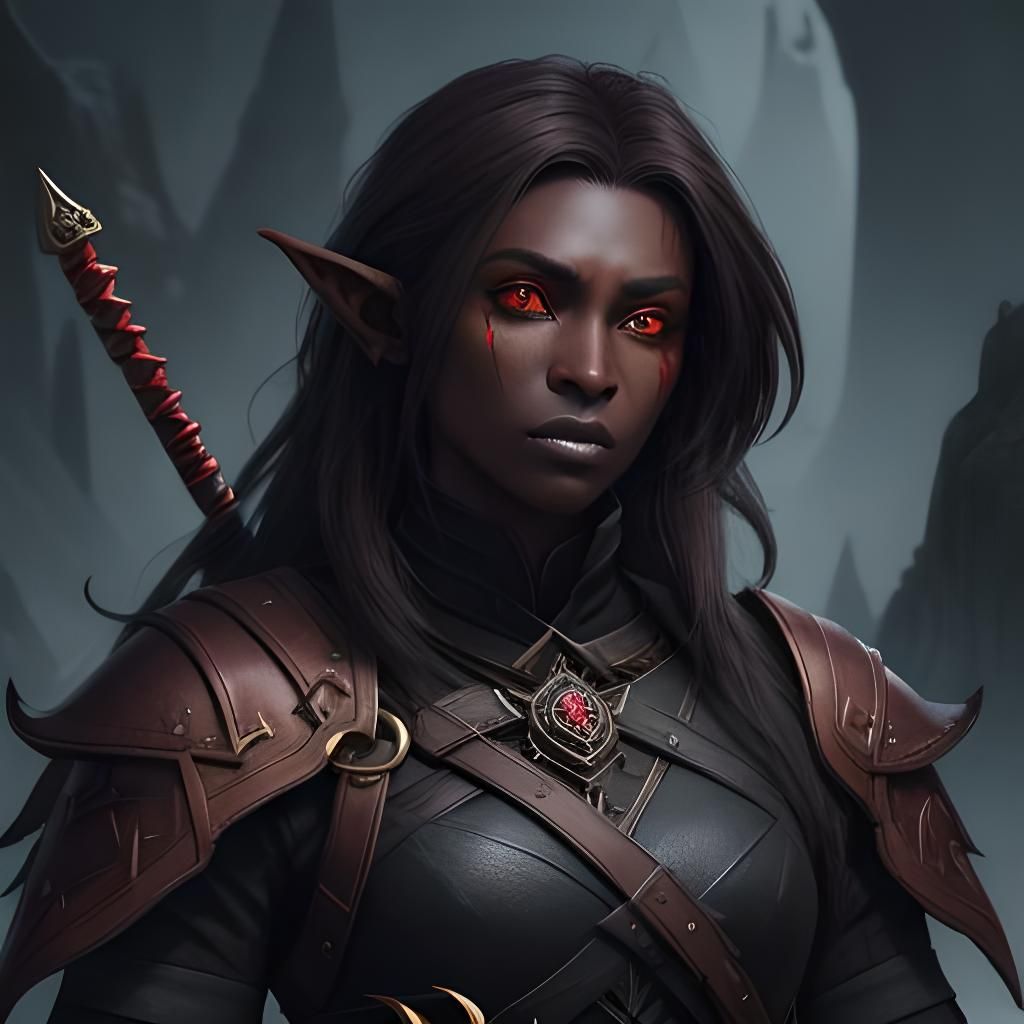 Dark Elf Vampire Warrior in Detailed Matte Painting
