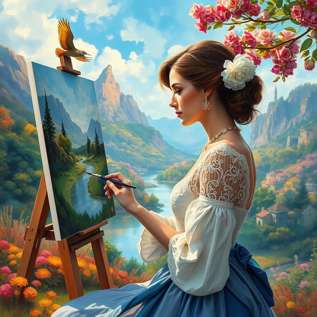 Ethereal Landscape Painting with Impasto Brushstrokes