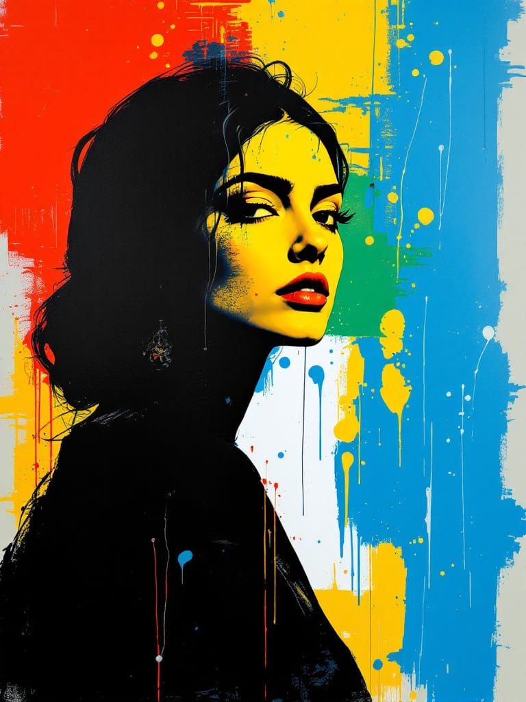 Persian Princess Study with Bold Colors and Urban Grit