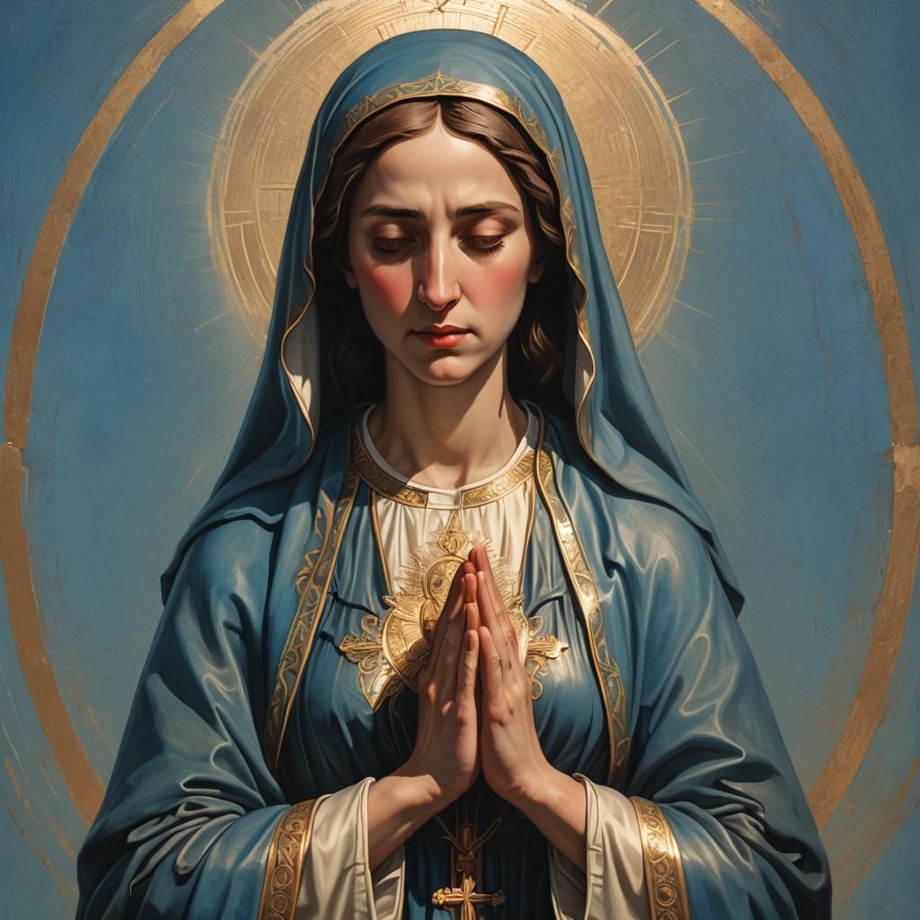 Saint Mary Praying: Hyperrealistic Concept Art
