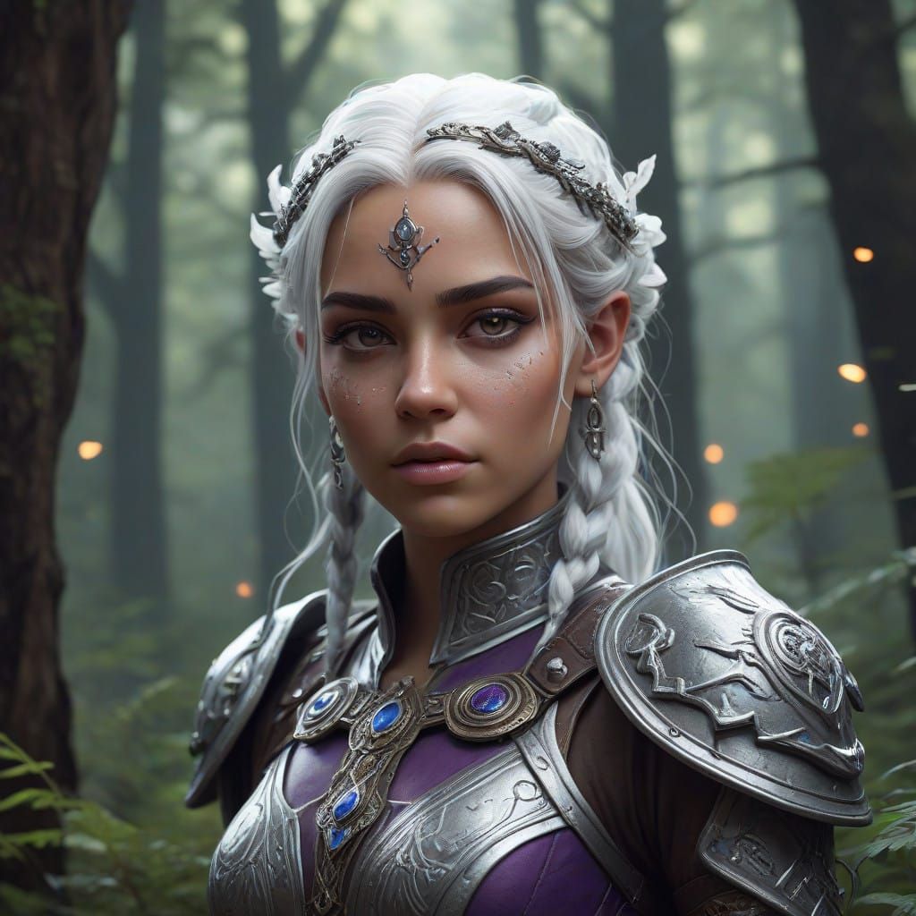 Elven Ranger Goddess in Mysterious Forest