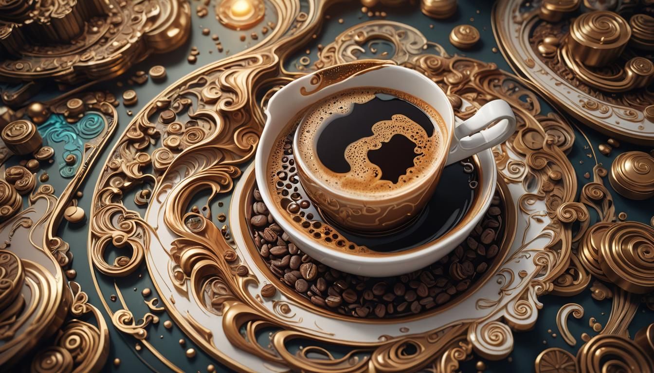 Coffee Drinker in a 3D Game Cinematic Style