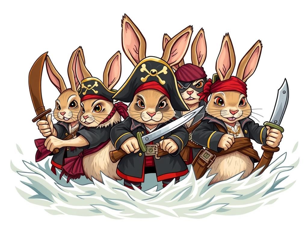Fierce Pirate Rabbits Cartoon Crew
