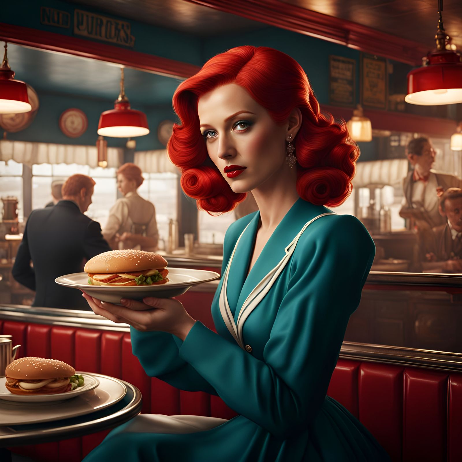 A beautiful red hair woman 1930s