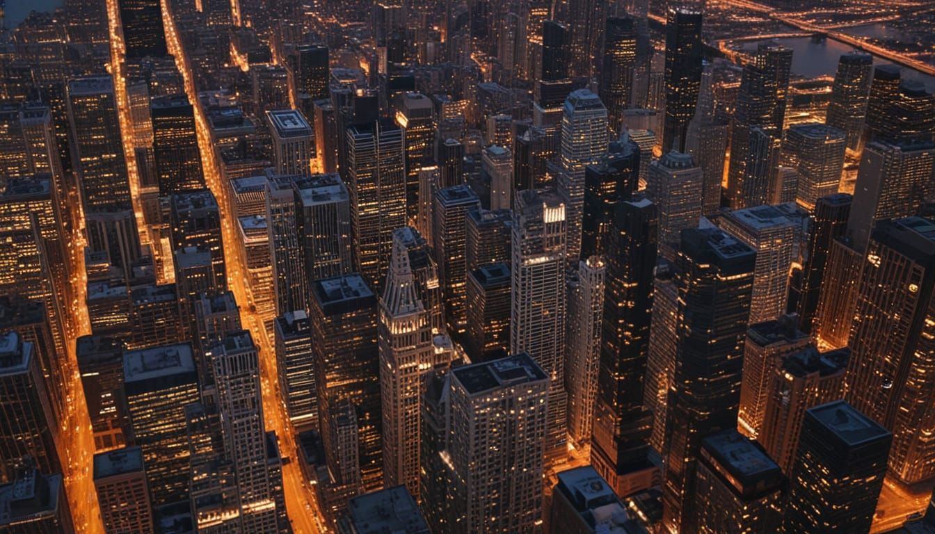Chicago Cityscape at Sunset in Hyper-Realistic Digital Art