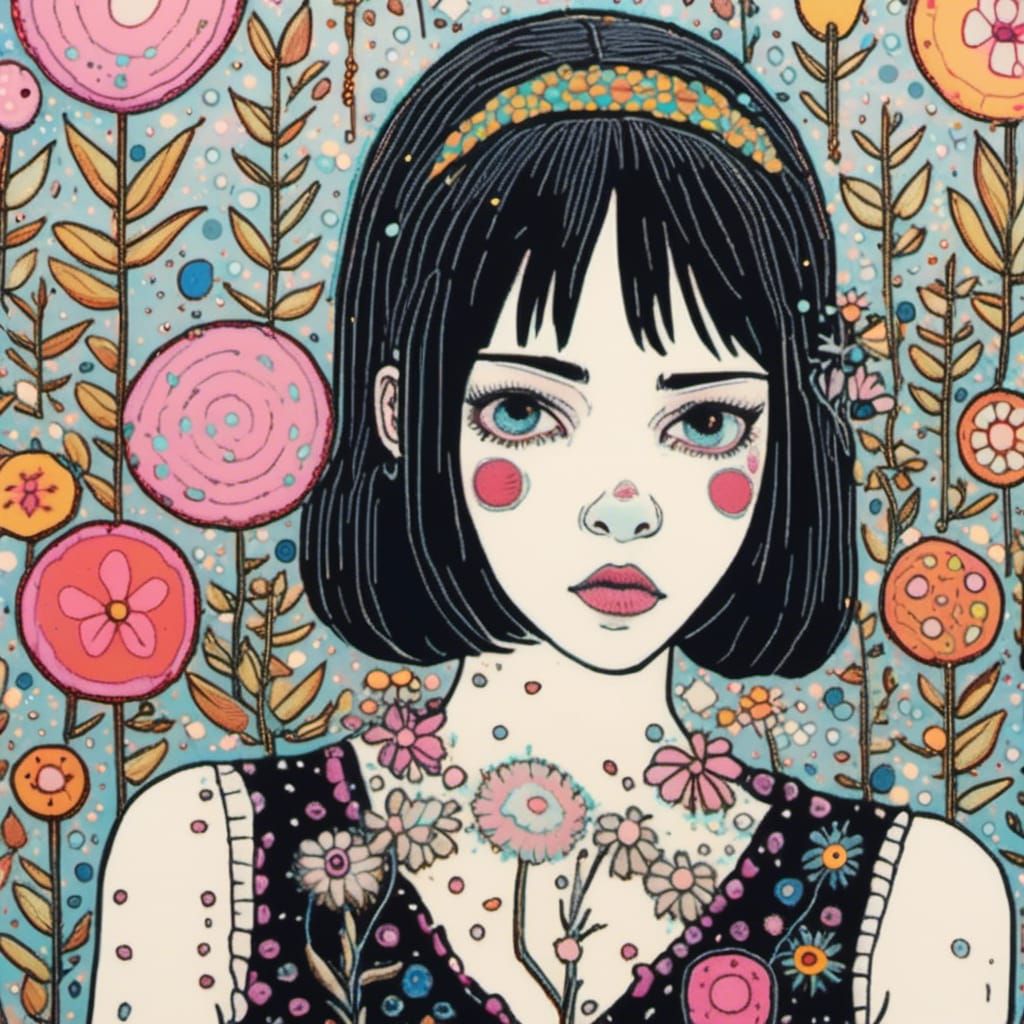 Girl in Dark Art Brut Style