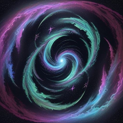 Celestial Dragon Rider in Cosmic Nebula