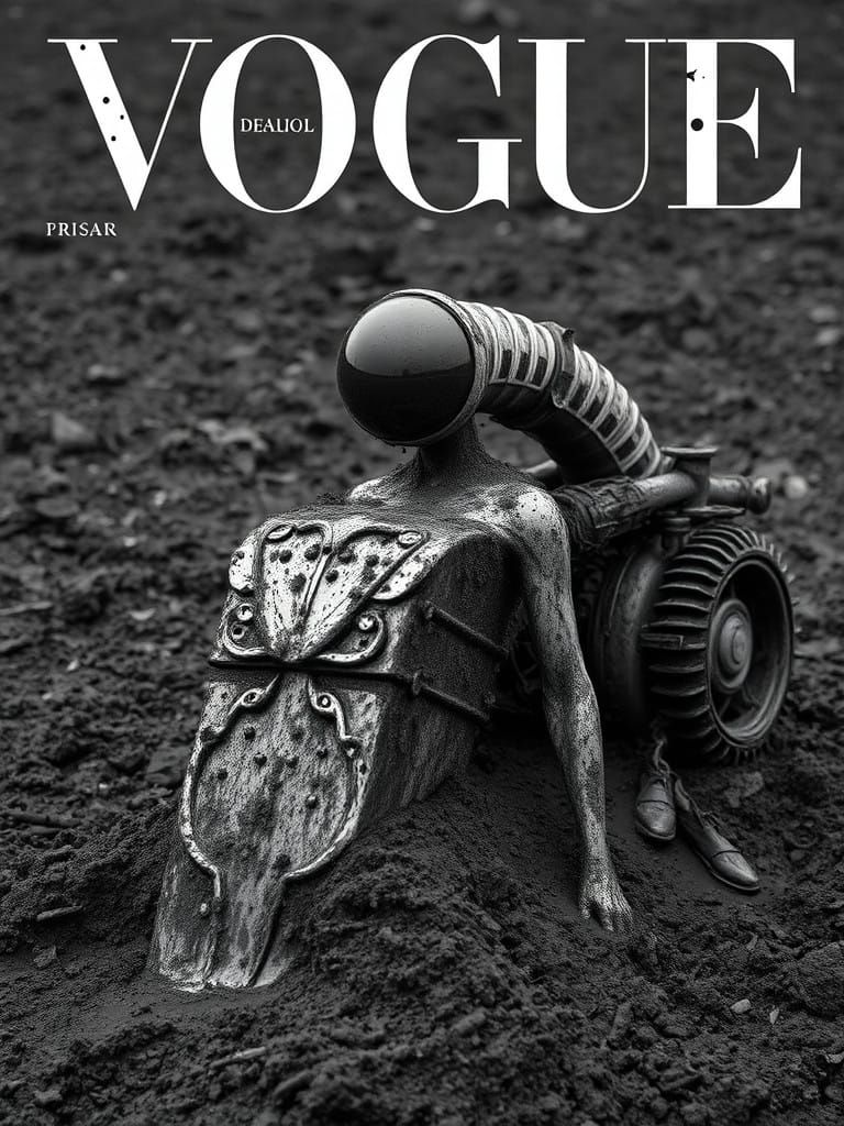 Surreal Vogue Cover in a Futuristic Nightmarish Landscape