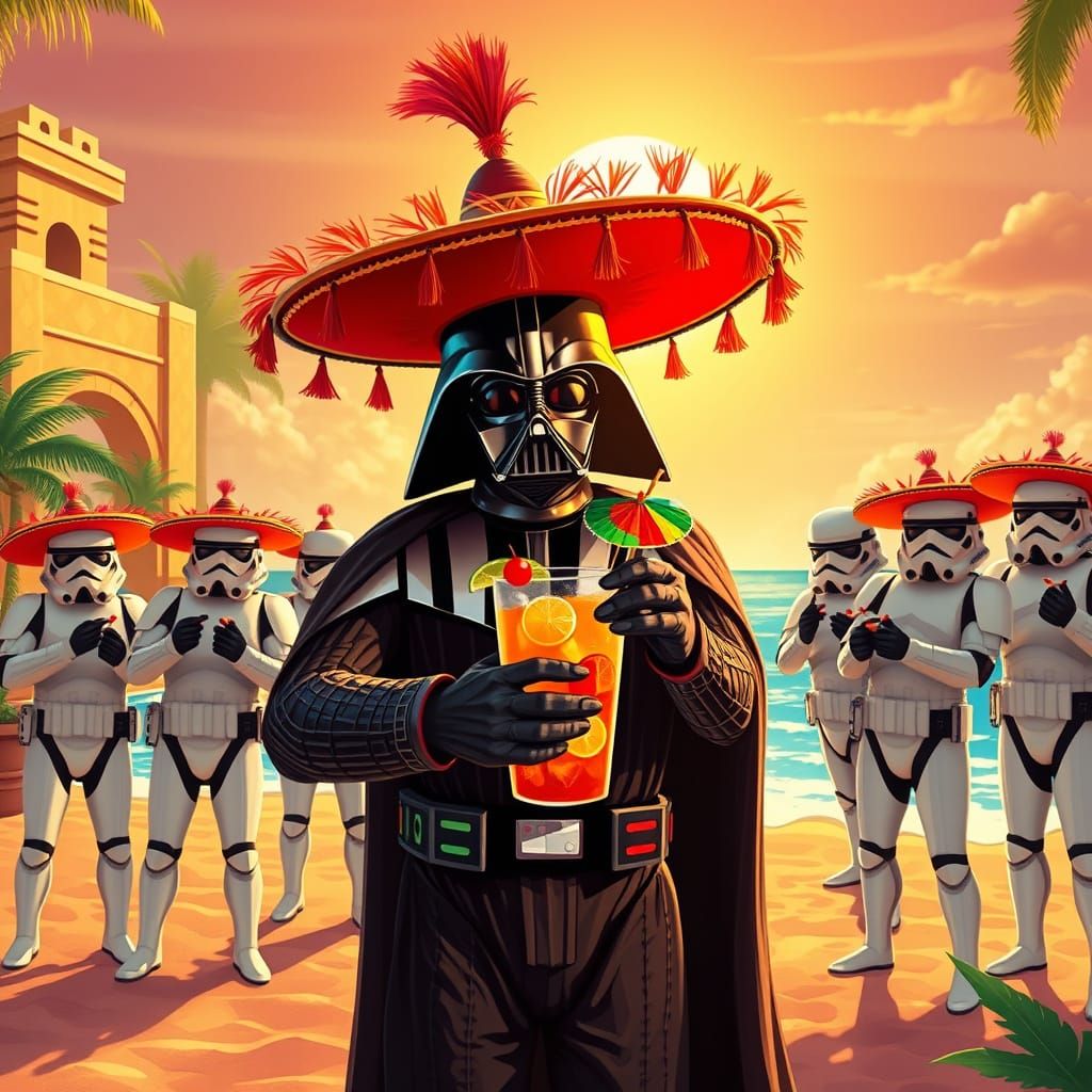 Darth Vader Soaks Up the Sun in Vibrant Mexican Fiesta