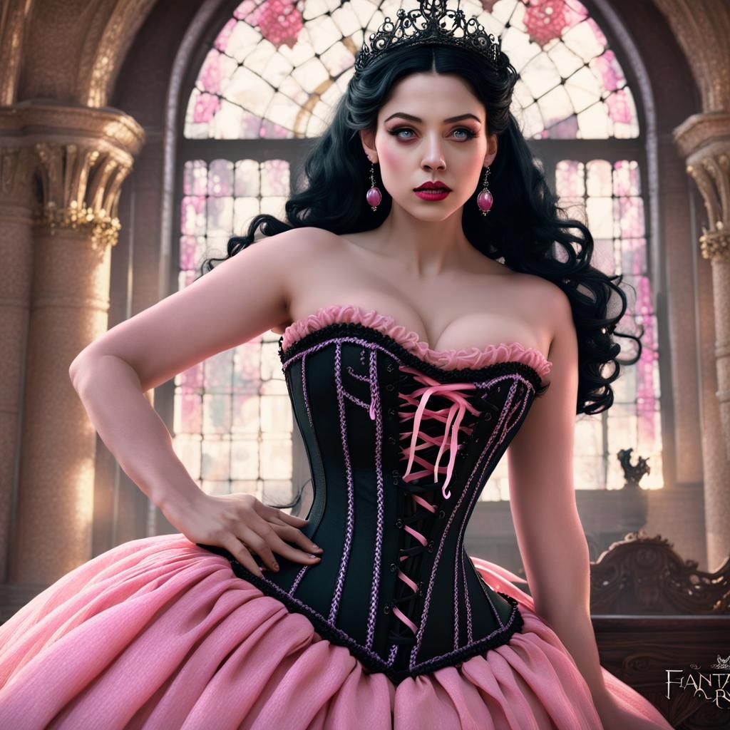 Gothic Fairytale Aurora in Pink and Black Corset