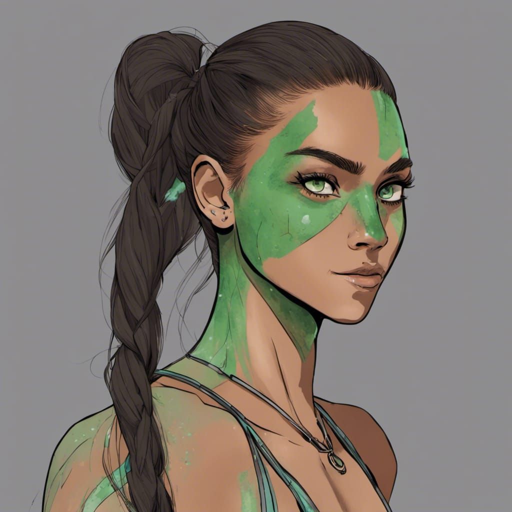 Athletic Woman with Mage Clothing and Ponytail