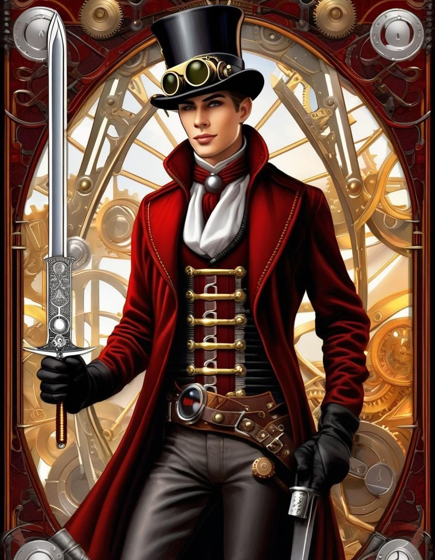 Steampunk Tarot deck. The Page of Swords.