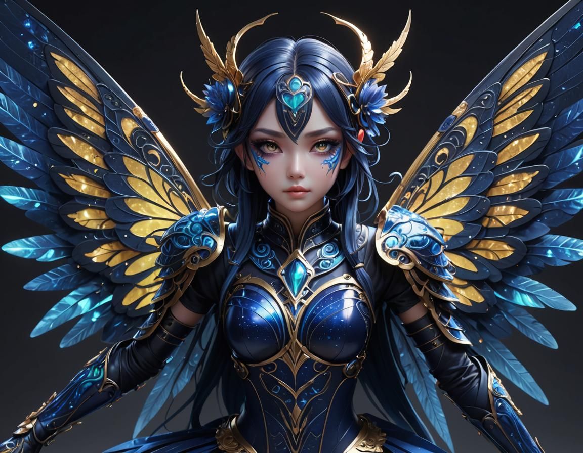Fairy, battle maiden, Blue armor.