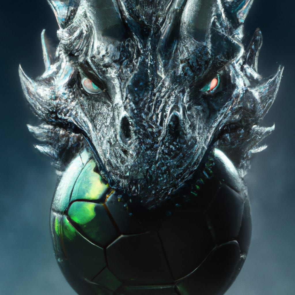 Astral Soccer Ball Dragon in Holographic Illustration