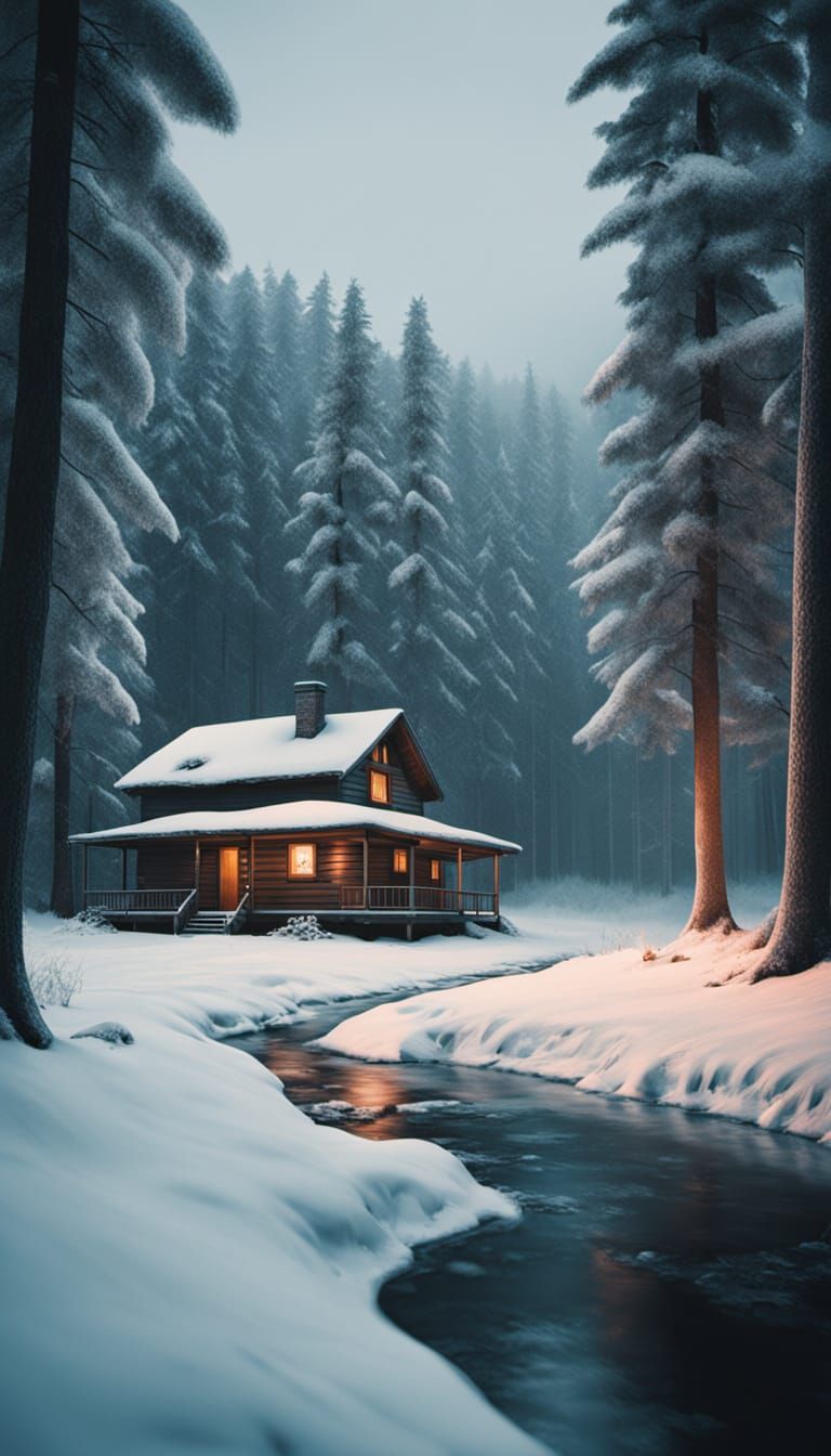 Cozy Winter Cabin Film Still