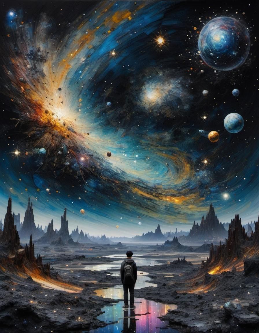 Vibrant Quasar Galaxyscape in Mosaic Style