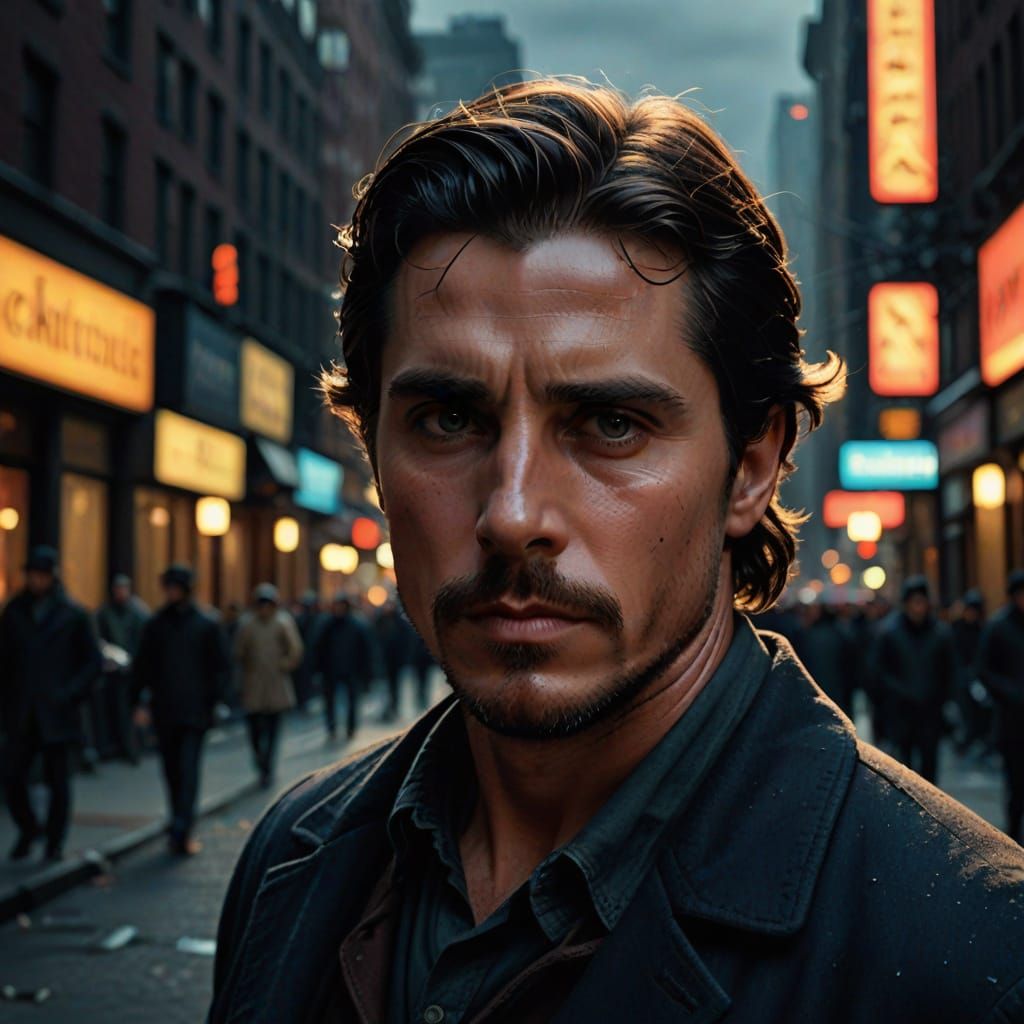 Christian Bale as Jack Kelly in a Moody Cinematic Portrait