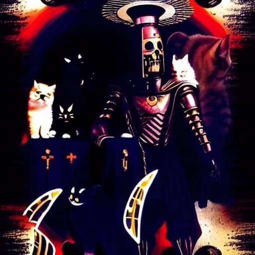 Archlich Dotes on Cats in Study with Serrated Halo