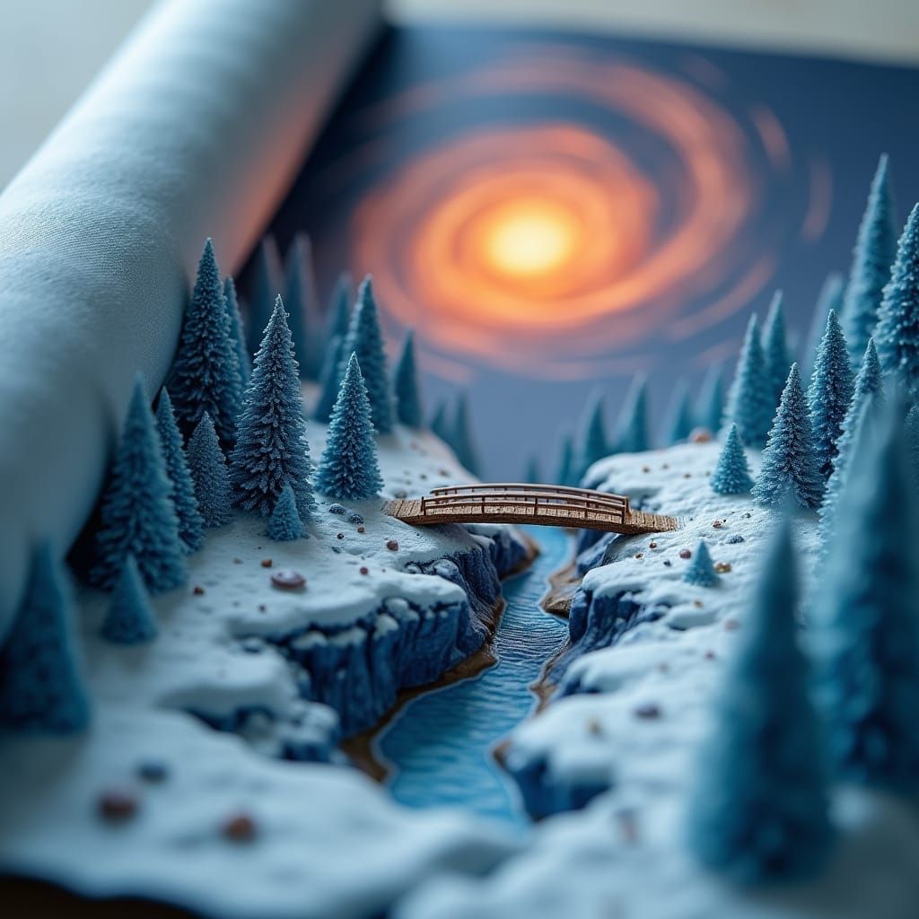Macro Paper Art: Winter Forest, Sunset, and Galaxy Revealed