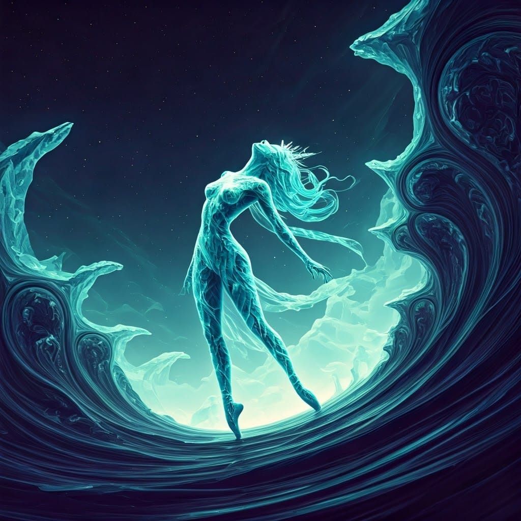 Crystalline Stardust Being on Cosmic Sailing Boat