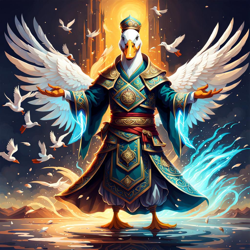 Dramatic Duck Priest in Dreamy Lighting