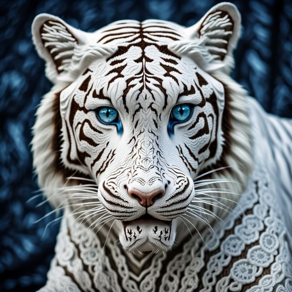 Lace Fabric Tiger in Hyperrealistic Style