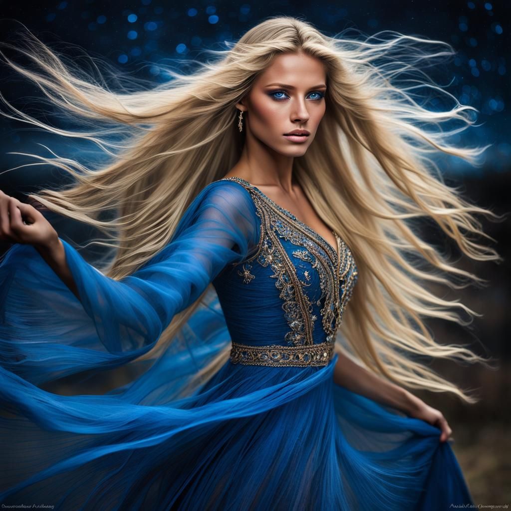 Venezuelan Woman with Flowing Hair, Fantasy Concept Art