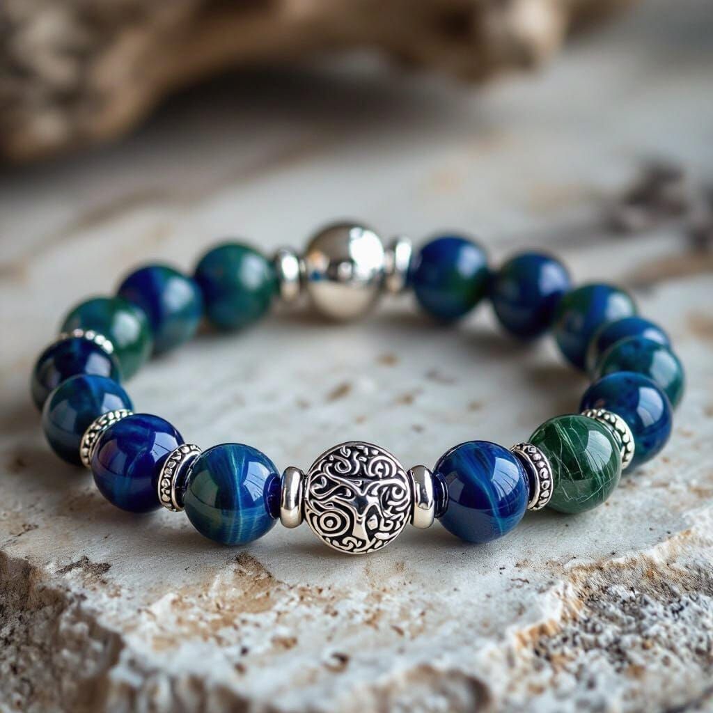 Aries Zodiac Bracelet: Blue Tiger's Eye & Healing Crystals