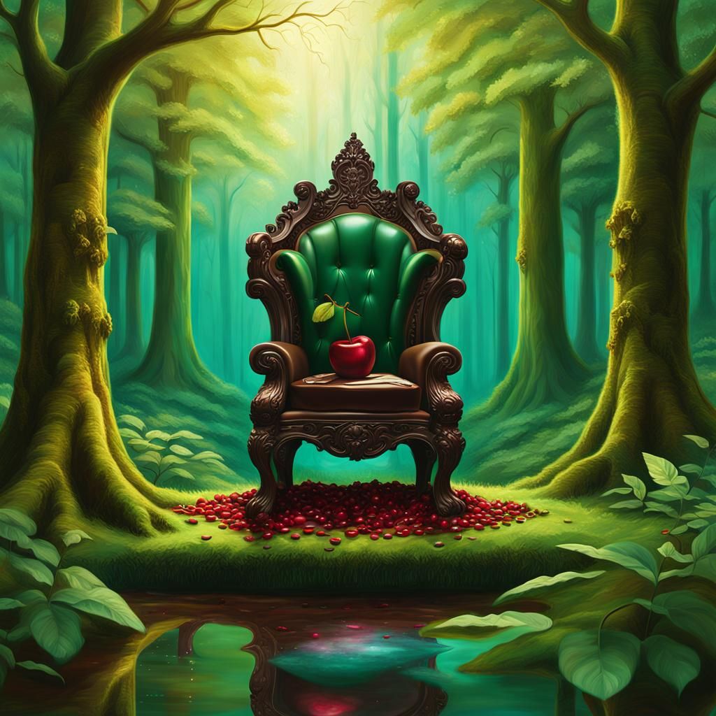 Chocolate Cherry on Velvet Throne in Fantasy Glade