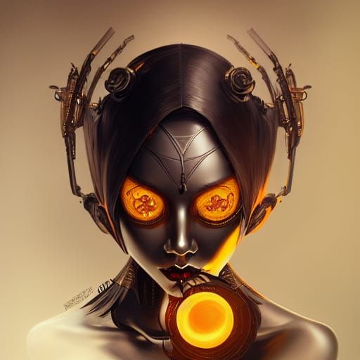 Intricate Halloween Robot in Hyper-Realistic Style