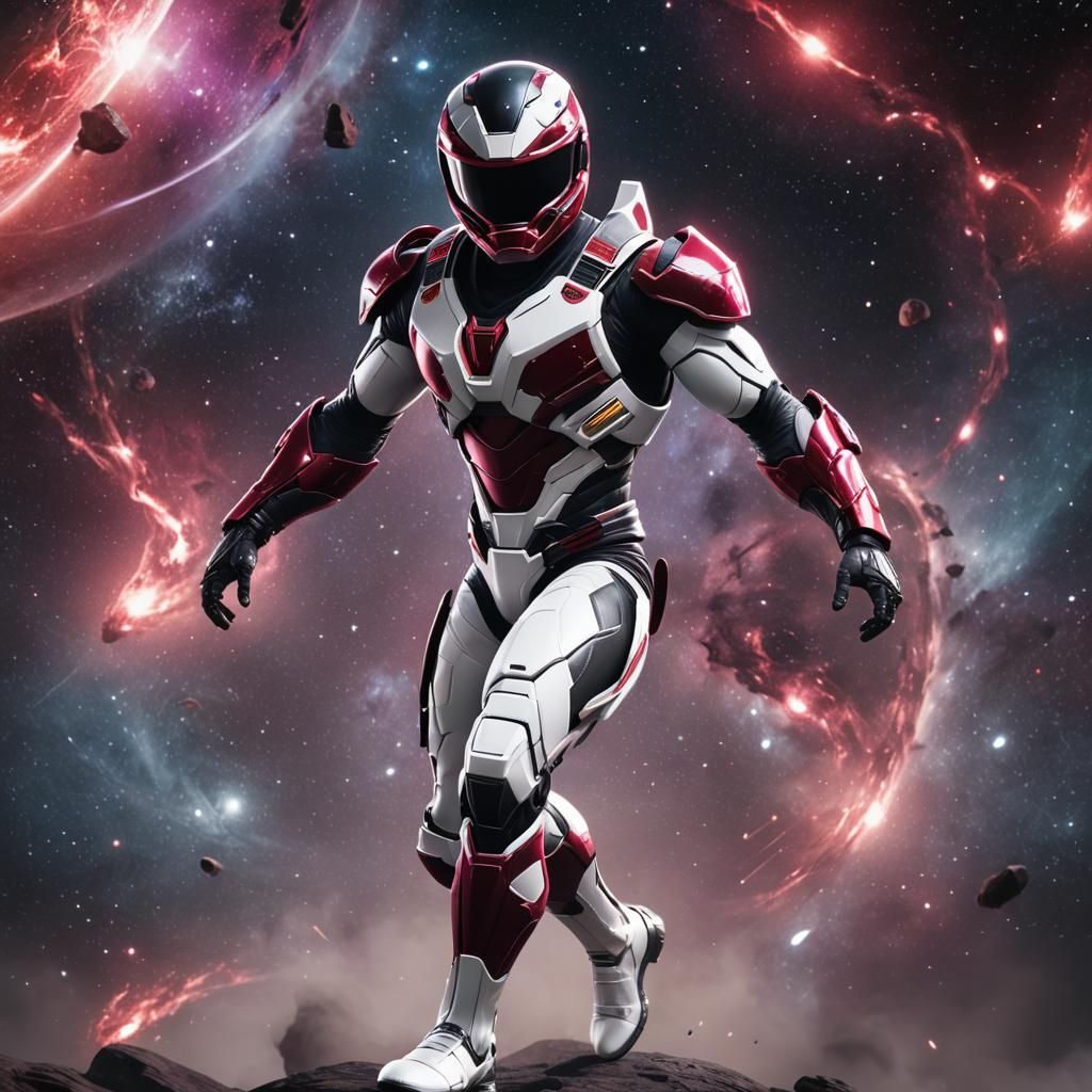 Black Ninja Space Ranger in Cosmic Suit: 3D Render