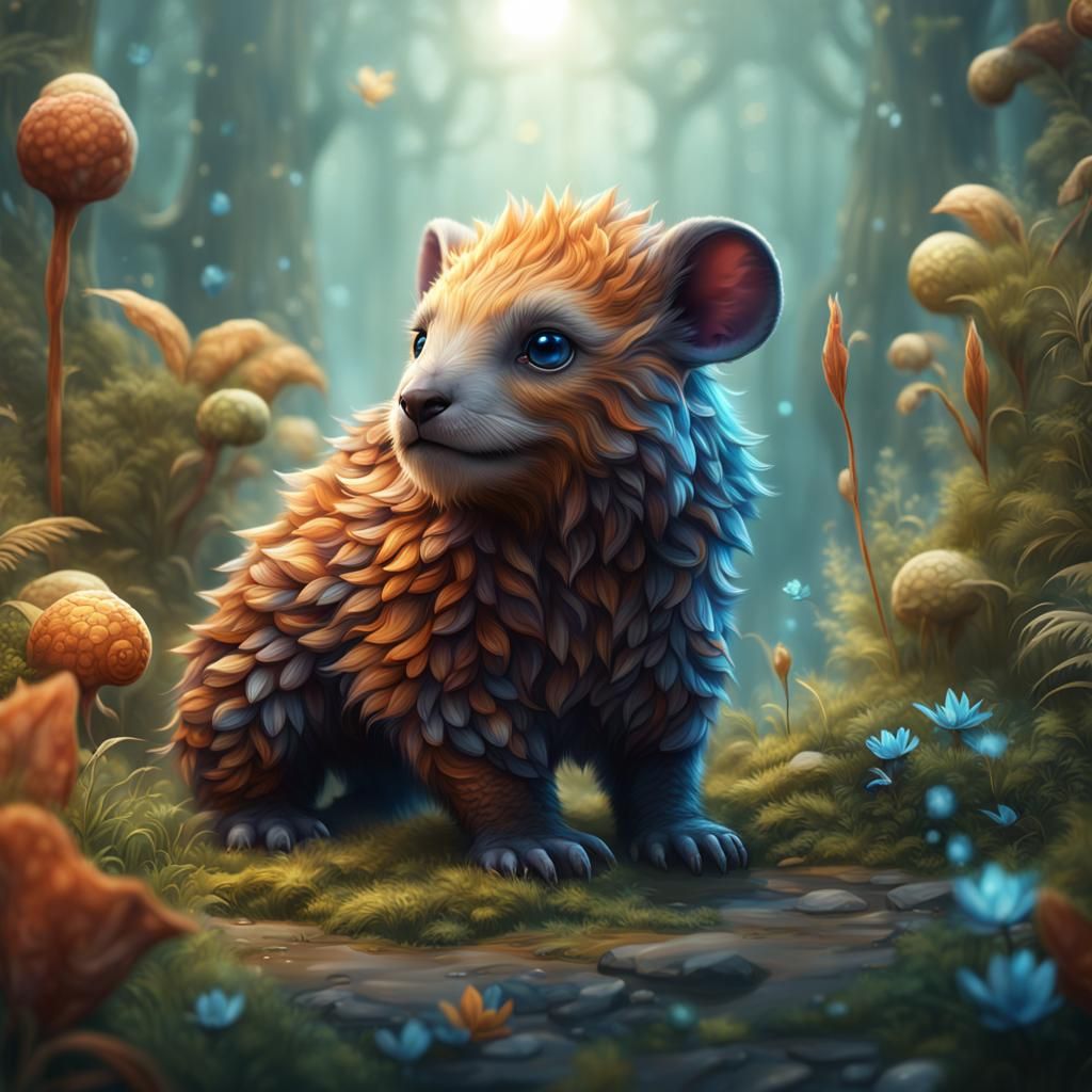 Cute Baby Animal in Detailed Fantasy Art