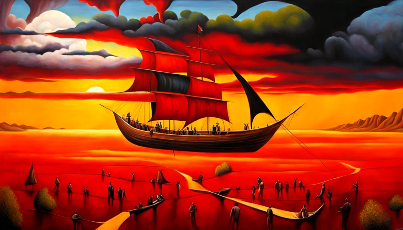 Surreal Dreamscape in Matte Oil Painting Style