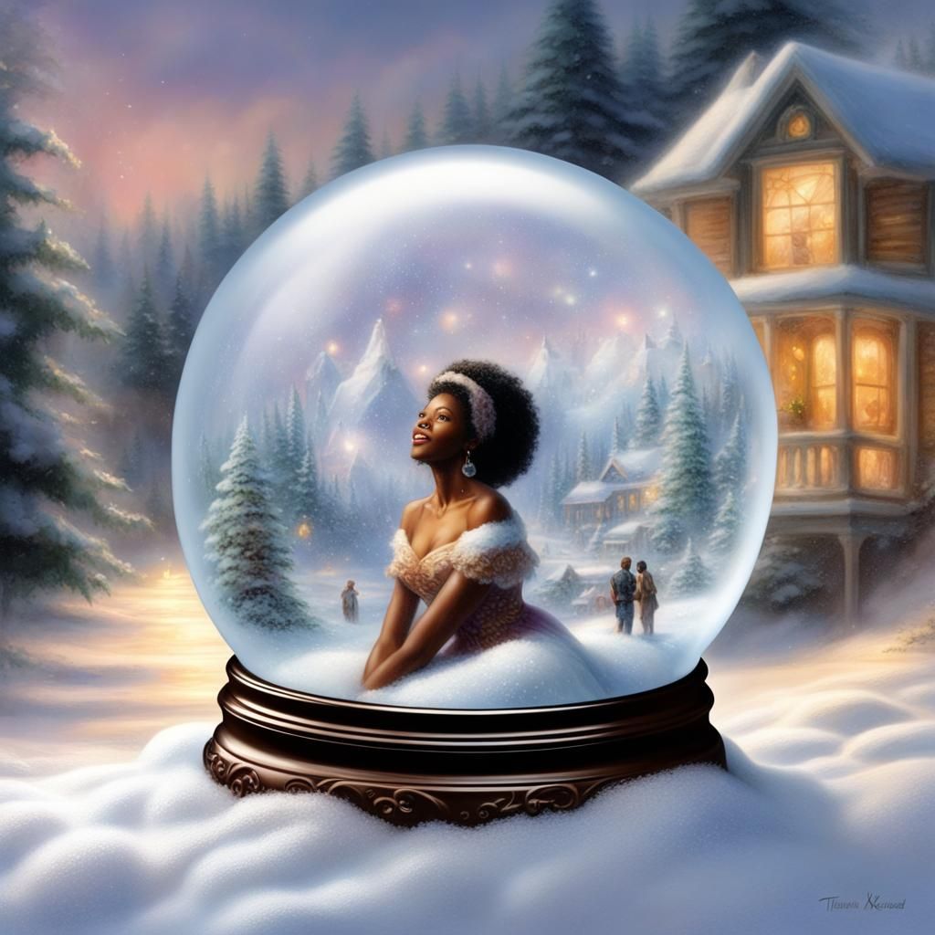 Singing Woman in Snow Globe: Ethereal Fantasy
