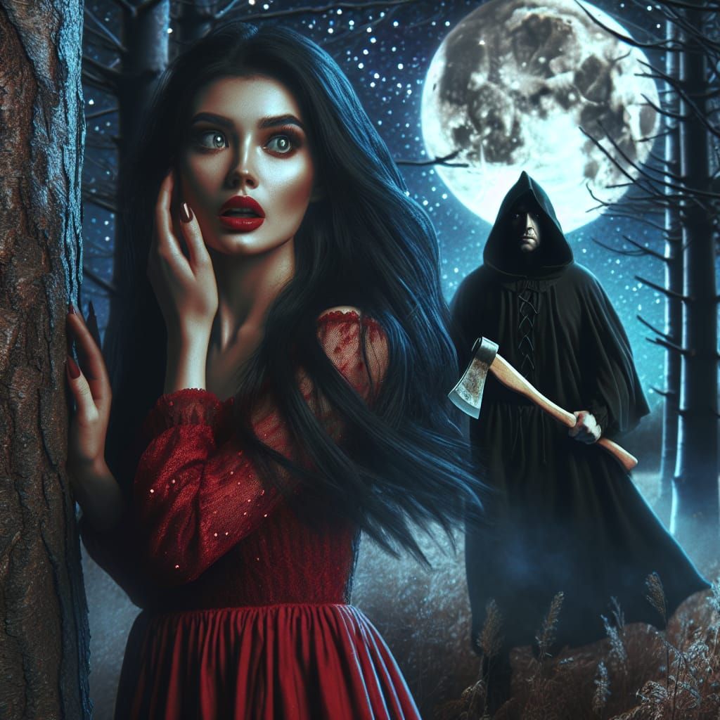 Eerie Forest Encounter Under the Moonlight