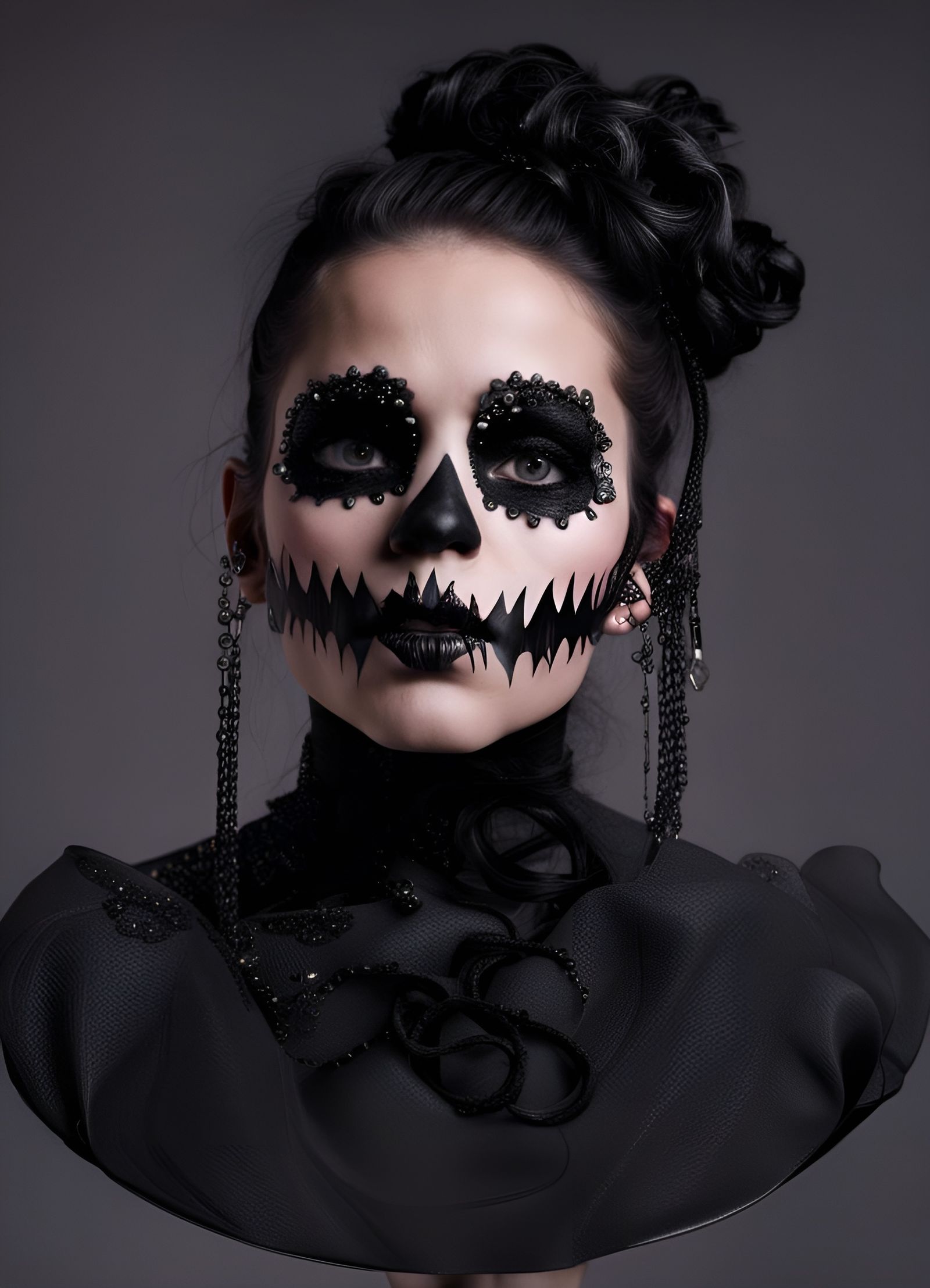 Goth Skull Drip Cake with Wednesday Addams