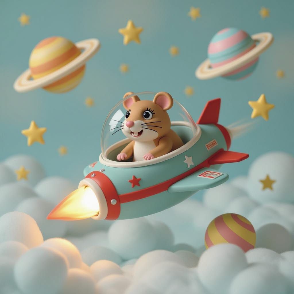 Hamster in Spaceship: Dreamy Watercolour Claymation