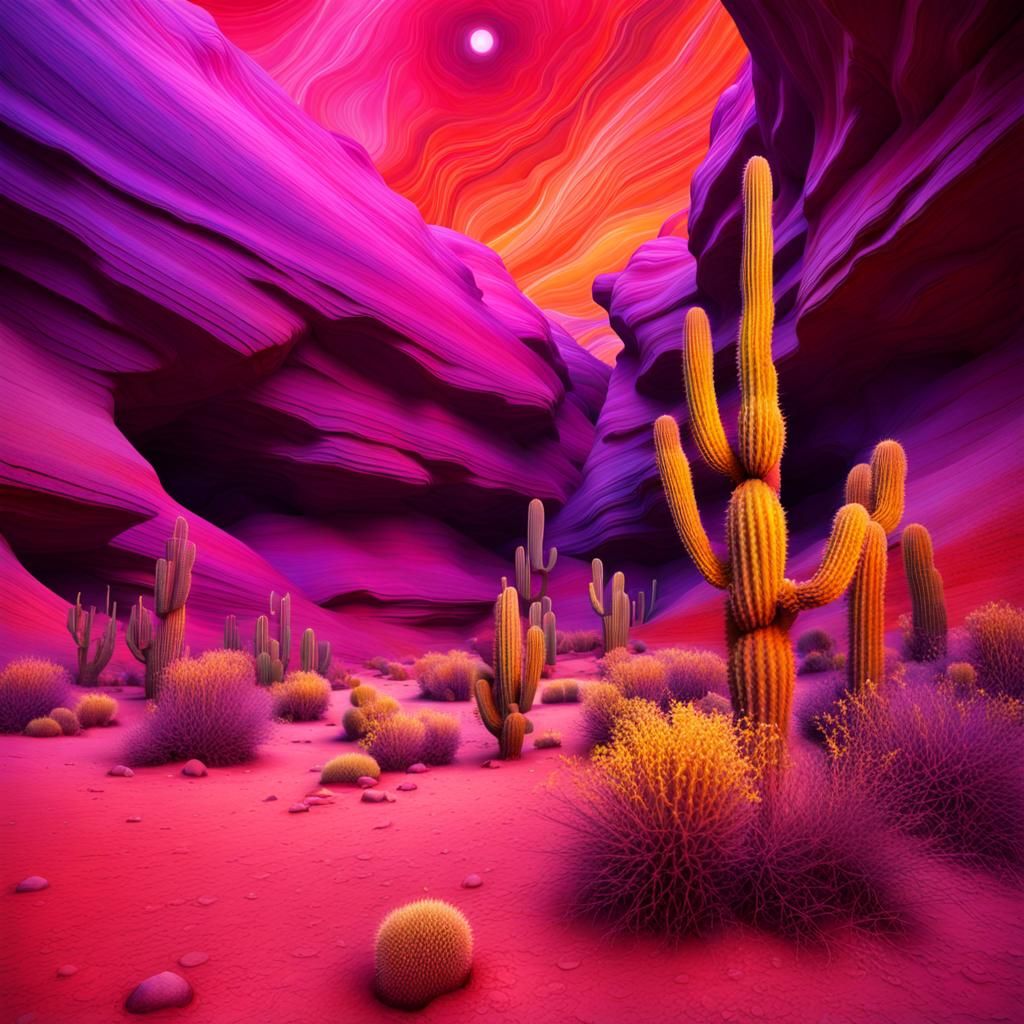 Psychedelic Desert Cave Scene in Astro Photography Style