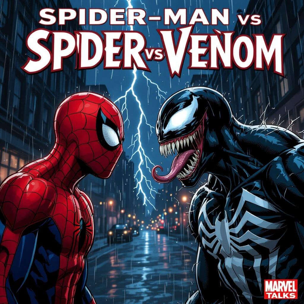Spider-Man vs Venom: Dramatic Comic Book Confrontation