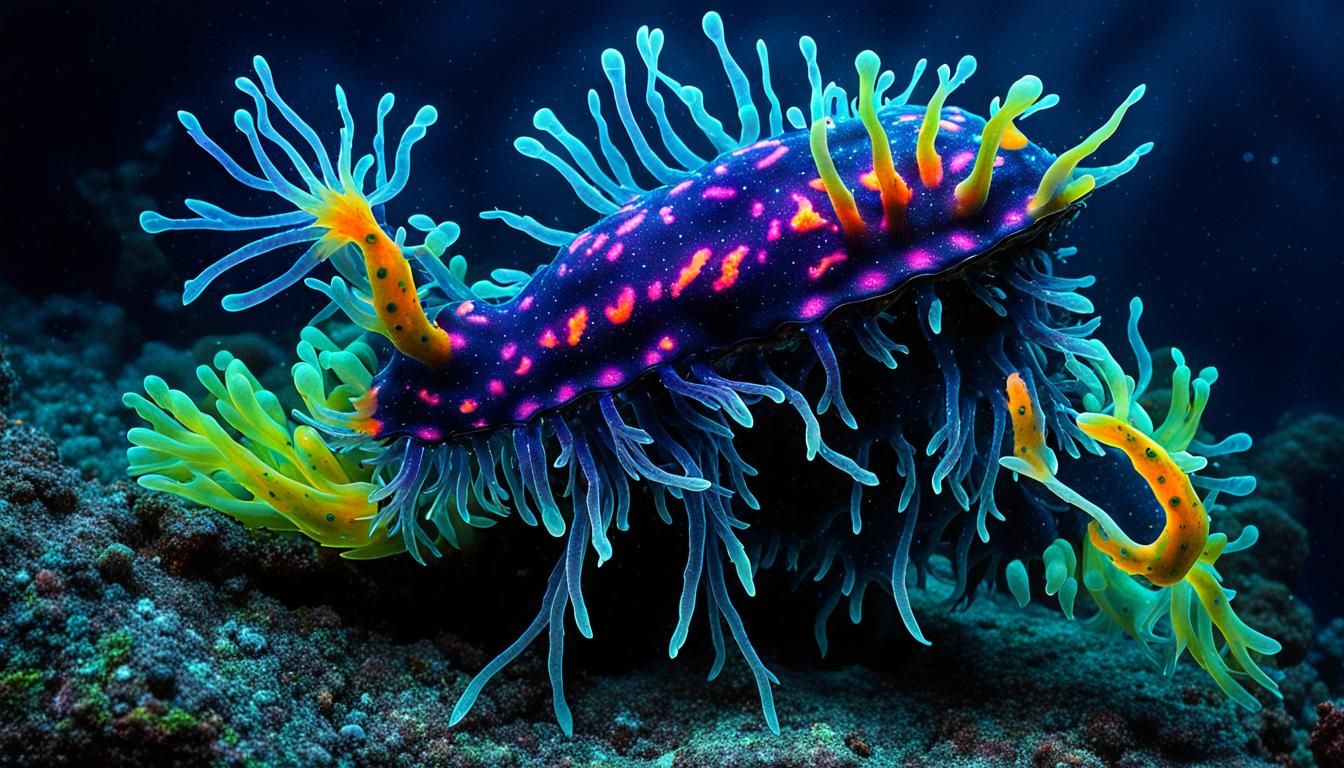 Bioluminescent Sea Slug in Dark Fantasy Style