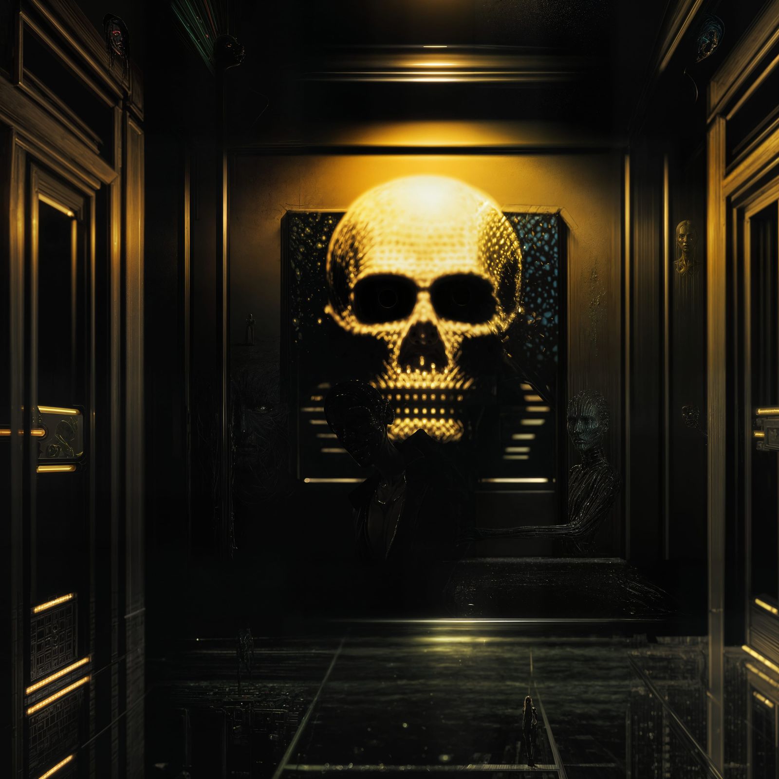 Melting Glitch Figure in Surreal Digital Art Style