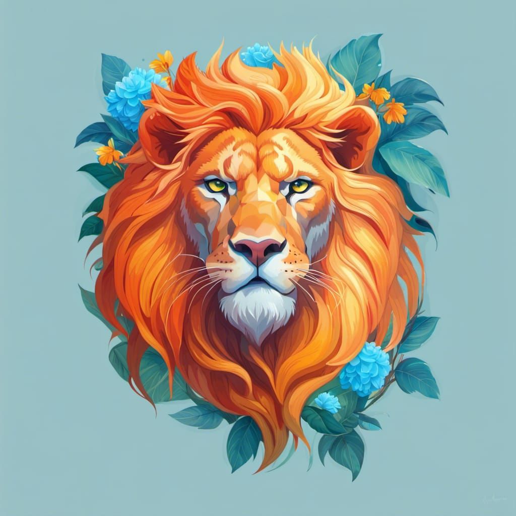 Mystic Lion Guardian Portrait in Hyperdetailed Style