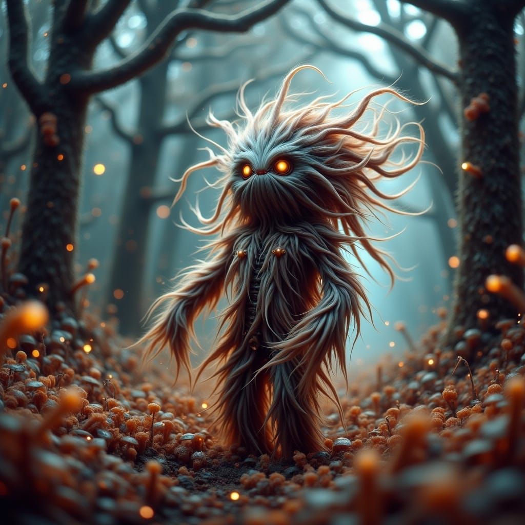 Enchanted Forest Scarecrow with Glowing Eyes