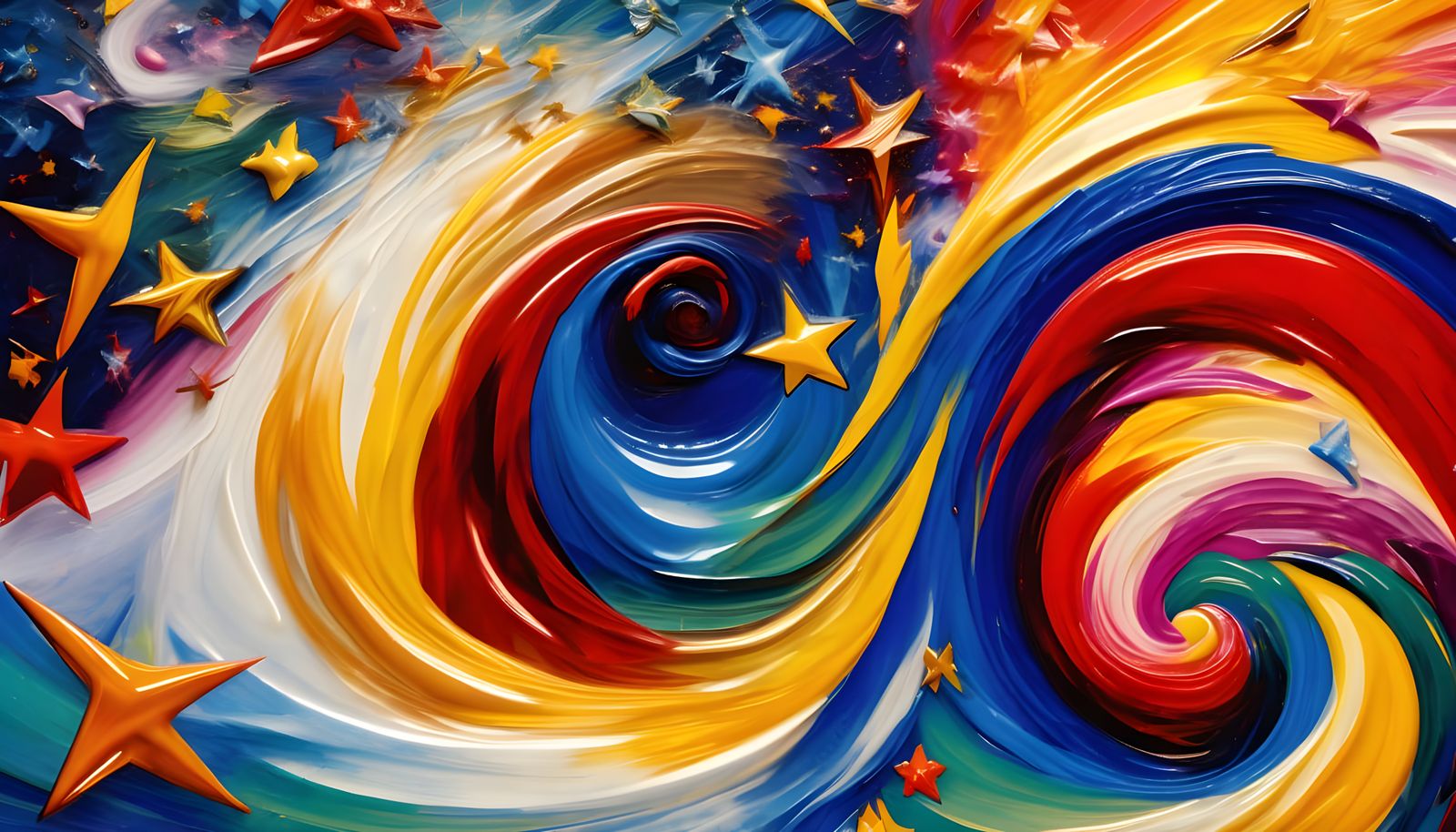 Abstract Expressionist Vortex Maelstroms in Opalescent Color...